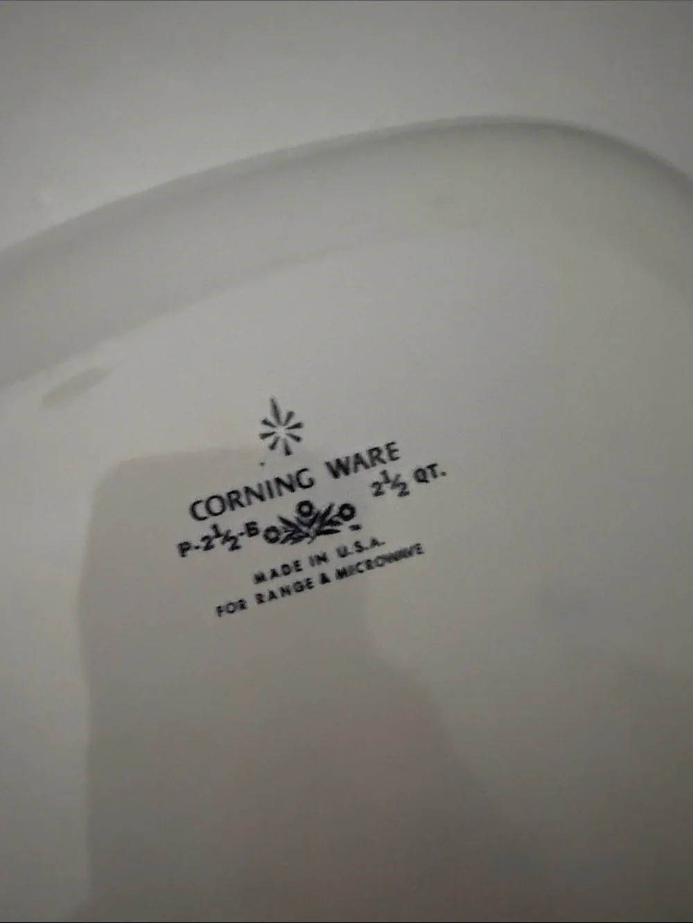 Corningware White Casserole Dish with Blue Floral Pattern